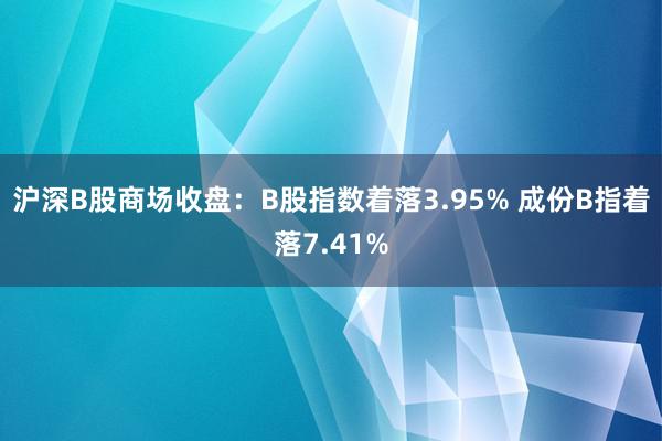 沪深B股商场收盘：B股指数着落3.95% 成份B指着落7.41%
